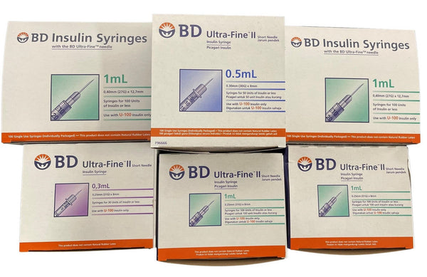 BD Insulin Syringes with BD Ultra-Fine Needle, Box of 100 - All Sizes
