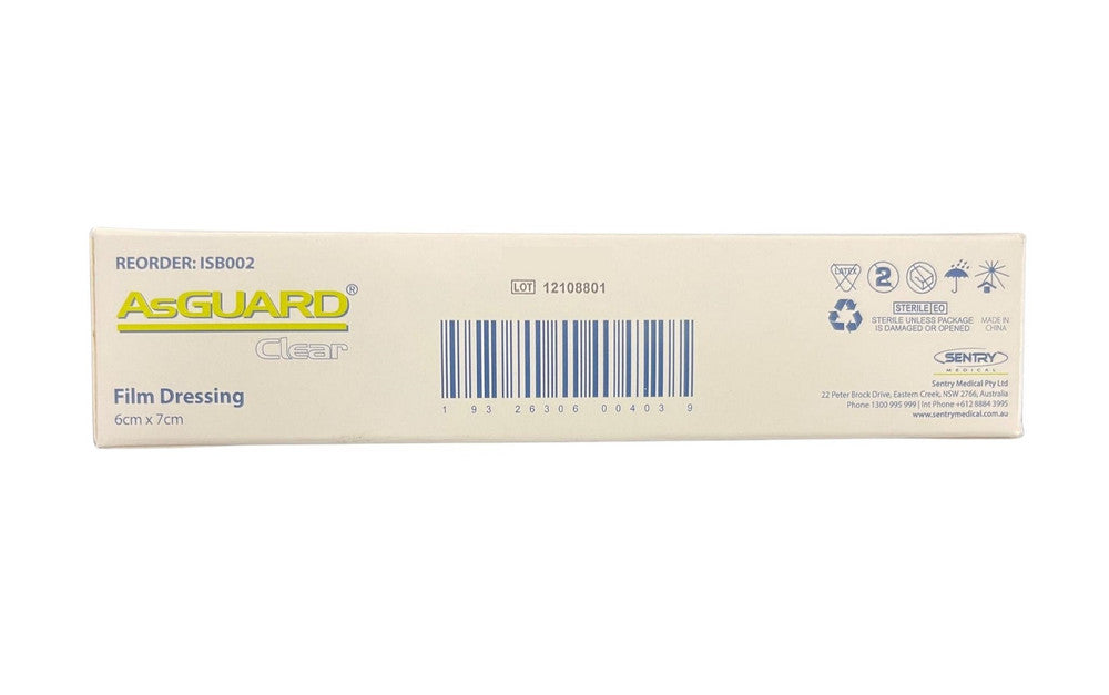 Sentry Asguard Clear Film Dressing 6Cm X7Cm Adhesive ISB002 Box