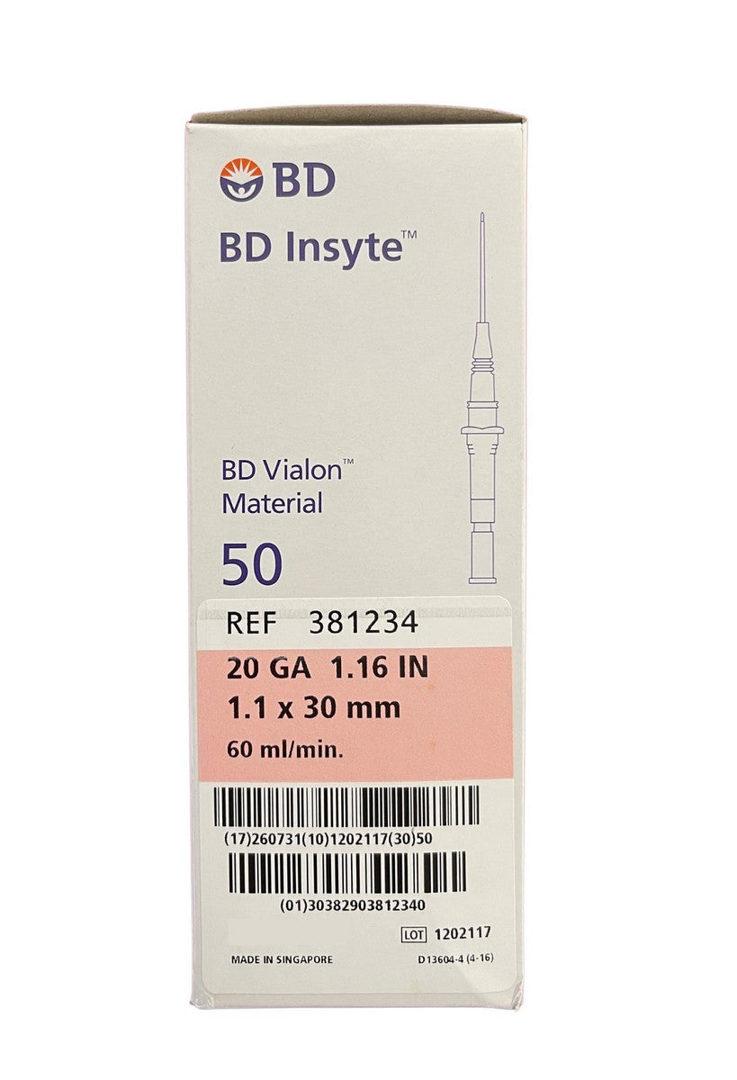 BD Insyte IV Cannula with BD Vialon Biomaterial 20 Gauge