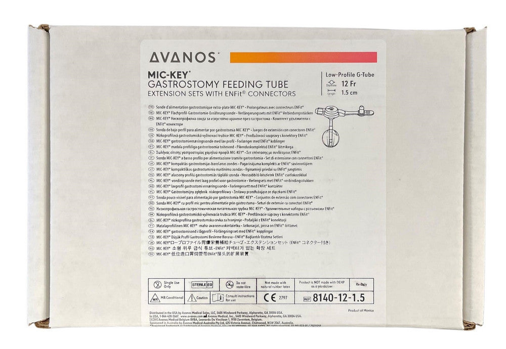 Avanos Mic Key Low Profile Gastrostomy Feeding Tube 12FG 1.5cm