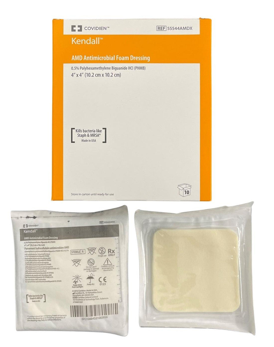 Covidien Kendall AMD Antimicrobial Foam Dressing 10.2cm x 10.2cm (55544AMDX)