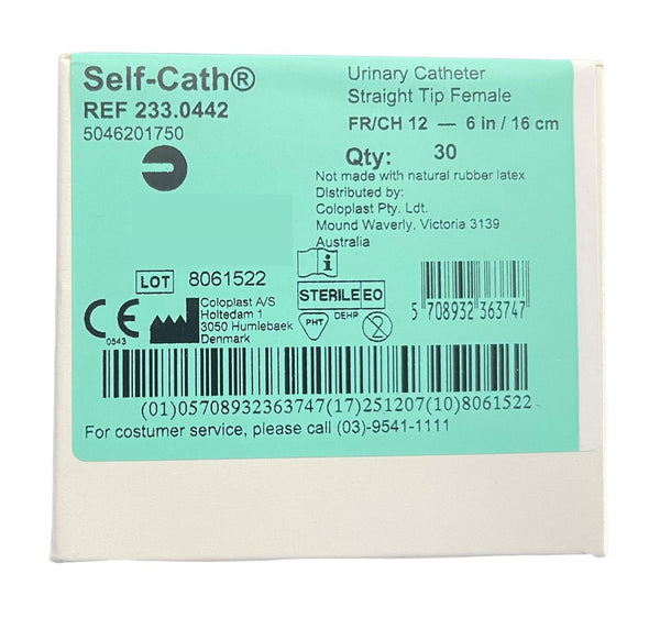 Coloplast Catheter Self-Cath 12G Female Intermittent 16Cm Straight Tip 50462 - Box of 30