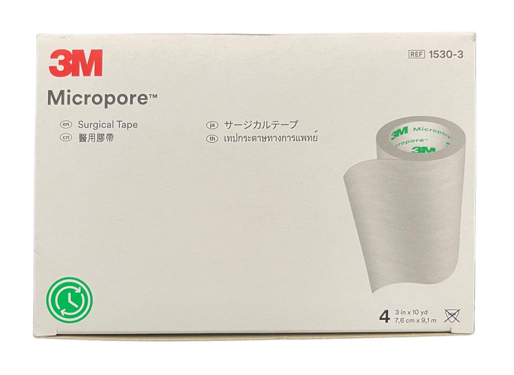 3M Micropore Surgical Tape 75mm x 9.1mtr 1530 3 4Pcs