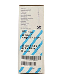 BD Insyte IV Catheter Autoguard Blood Control Non-Winged 22G x 1