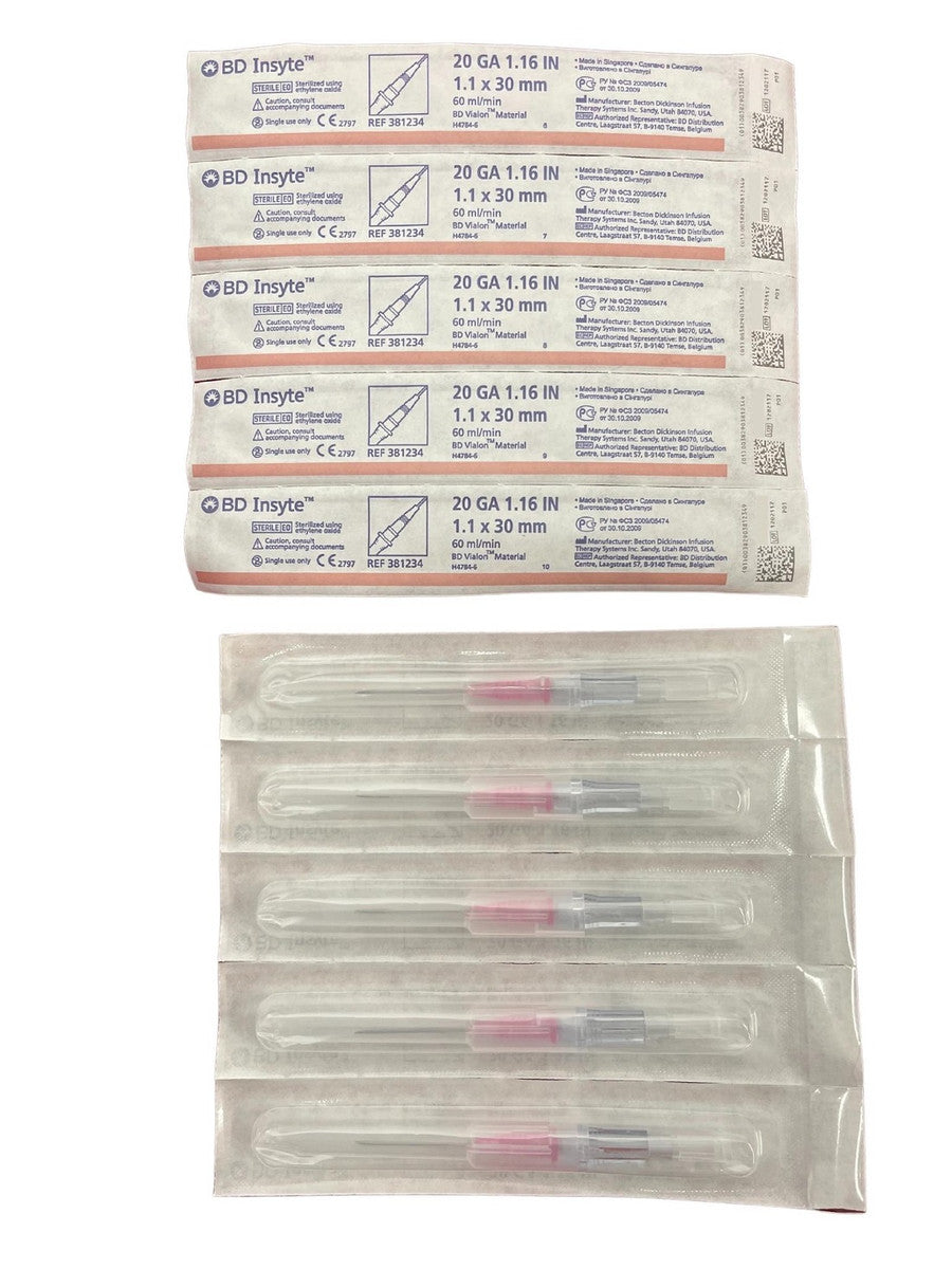 BD Insyte IV Cannula with BD Vialon Biomaterial 20 Gauge