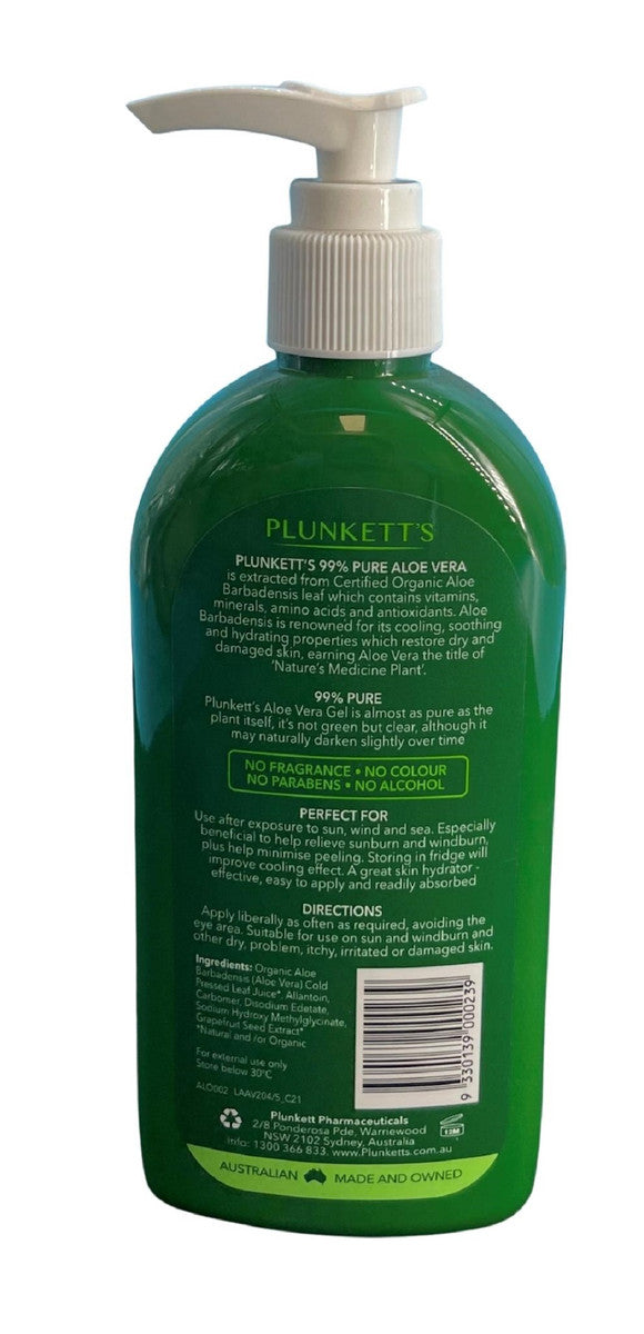 Plunketts 99% Pure Aloe Vera Soothing Gel 240Ml Pump Bottle