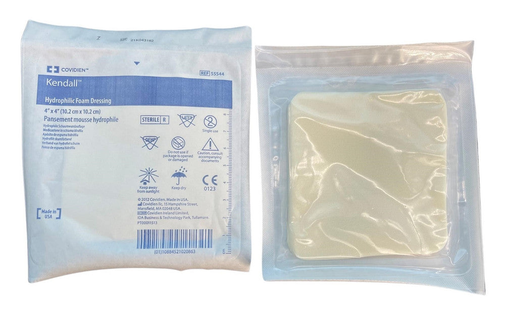 Covidien Kendall Hydrophilic Foam Dressing 10.2x10.2cm 55544 Each