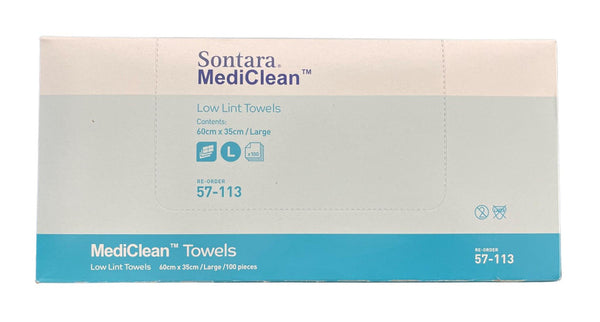 Dupont Sontara Mediclean Hand Towel 35cm x 60cm Large (Pktx100) 57-113 - Pack of 12