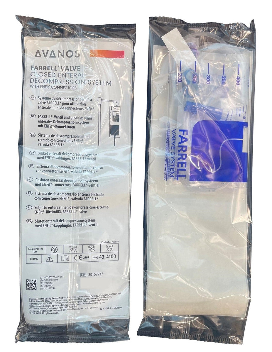 Avanos Farrell Valve Closed Enteral Decompression System With ENFIT Connector