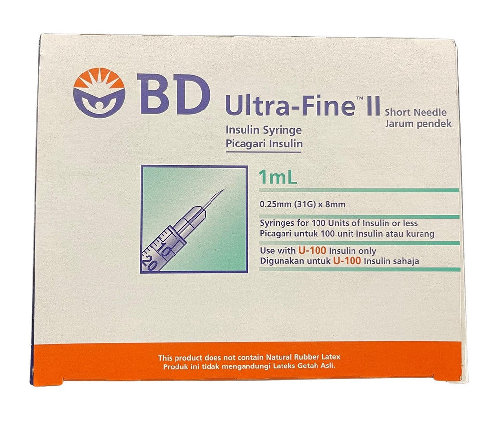 BD Insulin Syringes with BD Ultra Fine Needle Box of