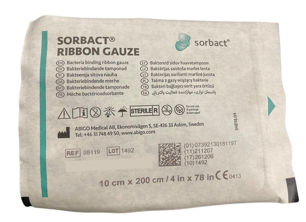 Sorbact Ribbon Gauze 10Cm X 200Cm S98119 10Pcs