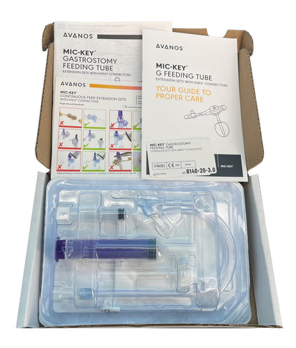 Avanos Mic-Key 20Fr Low-Profile Balloon Gastrostomy Feeding Tube Extension Sets With Enfit Connectors - All Lengths