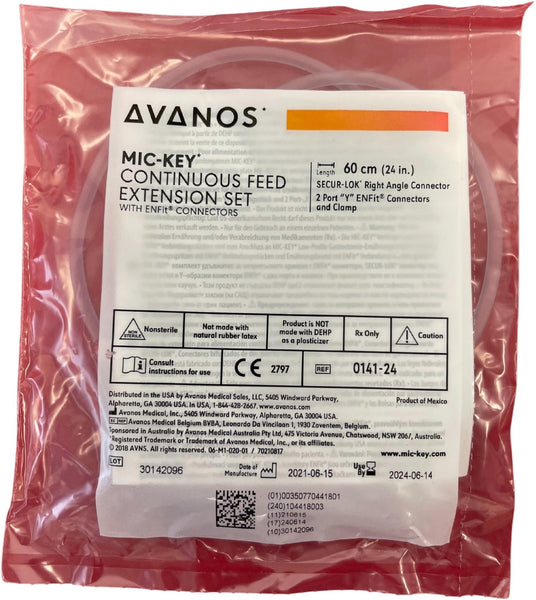 Avanos Mic-Key Continuous Feed Extension Set With Enfit Connectors Secur-lok 24