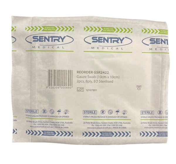 Gauze Swabs 8Ply 10 x 10cm Sterile GSR2422 (2 Items/Pack) - Box of 50