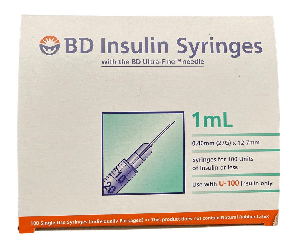 BD Insulin Syringes with BD Ultra Fine Needle Box of