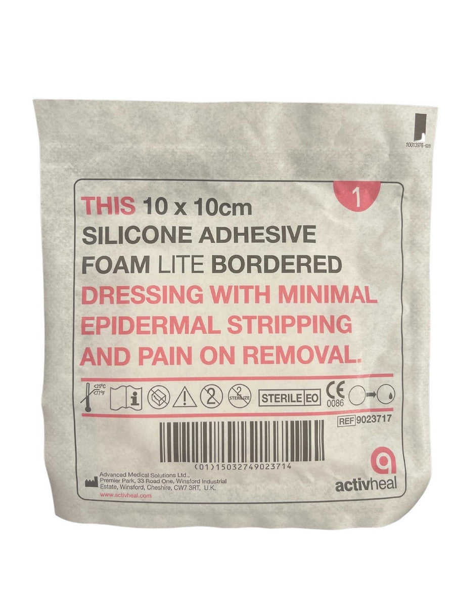 Activheal Silicon Adhesive Foam Lite Border 10 X 10cm 10pcs/Box