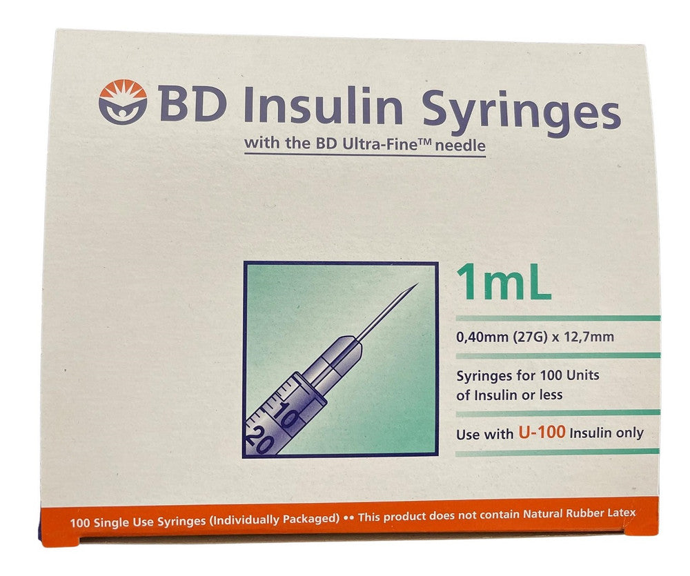 BD Insulin Syringes with BD Ultra Fine Needle Box of