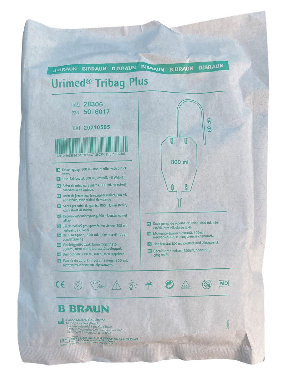 B. Braun Urimed Leg Tribag 3 Chambers Plus 800Ml Non