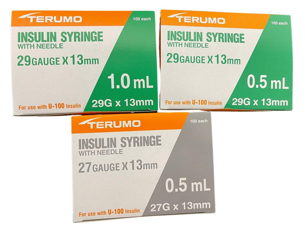 Terumo U-100 Insulin Syringes with Needle 0.5ml / 1ml - Box of 100