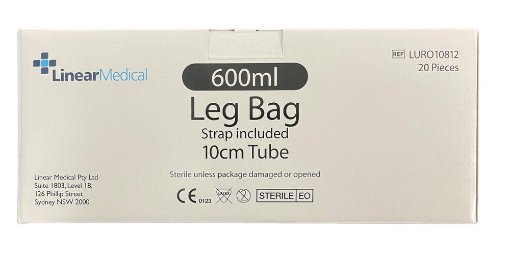 Leg Bag Linear Medical 600Ml Sterile Latex Free 10Cm Tube