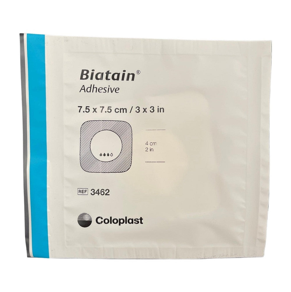 Coloplast Biatain Foam 7.5cm X 7.5cm Adhesive All Packaging