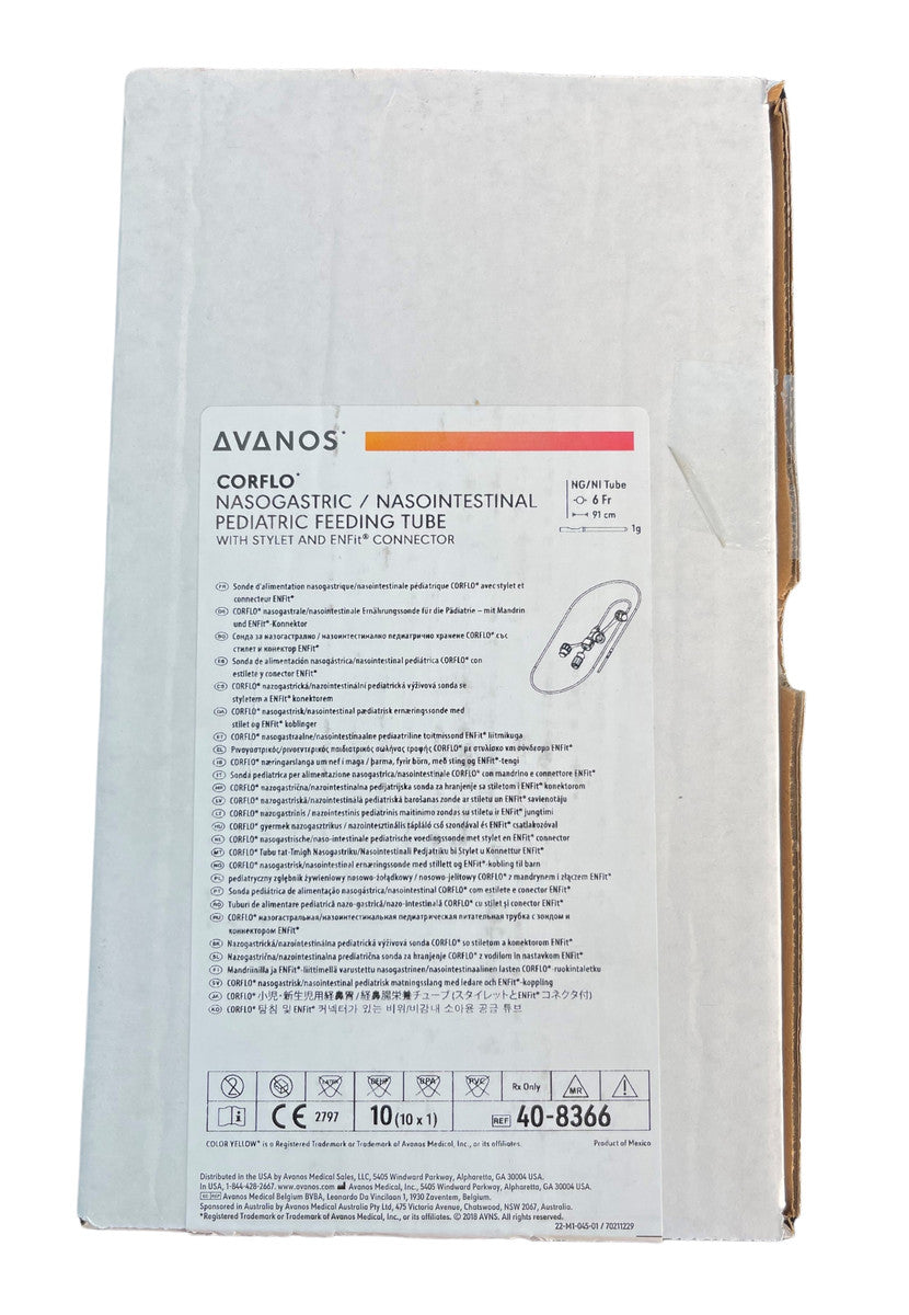 Avanos Corflo Nasogastric/Nasointestinal Feeding Tube With Stylet With ENFit Connector