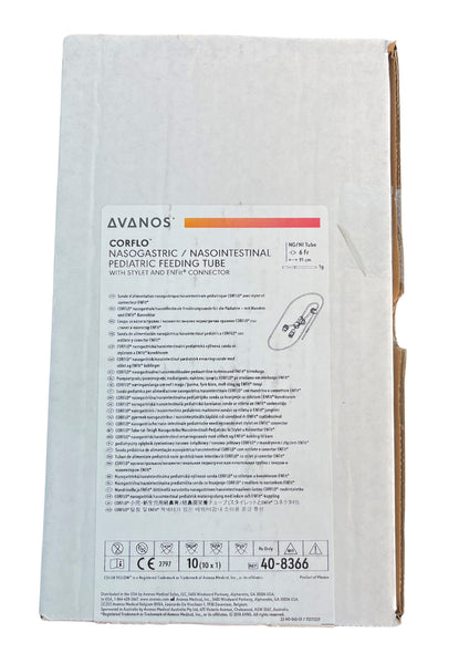 Avanos Corflo 6Fr Nasogastric Feeding Tube ENFit Anti-Clog Smooth Shape Bolus Non-Sterile - All Sizes