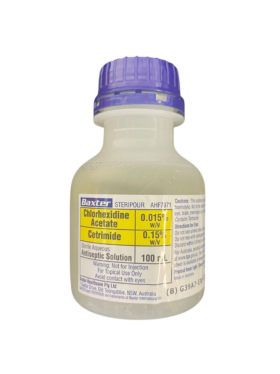 Baxter Chlorhexidine 0.015% w/v and Cetrimide 0.15% w/v 100ml in