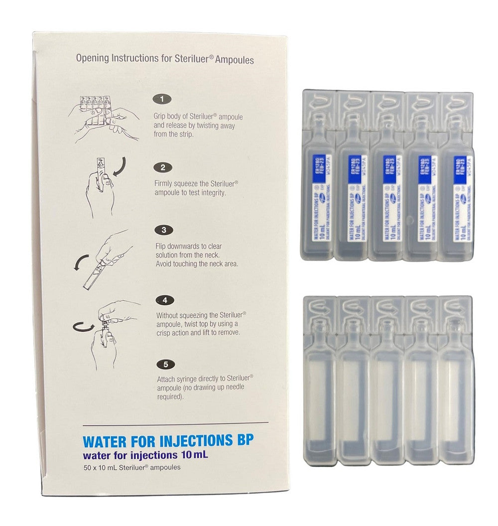 Red Water Injection LumaCina Water for Injection BP 10ml Steriluer Ampoules Pfizer | Medisa