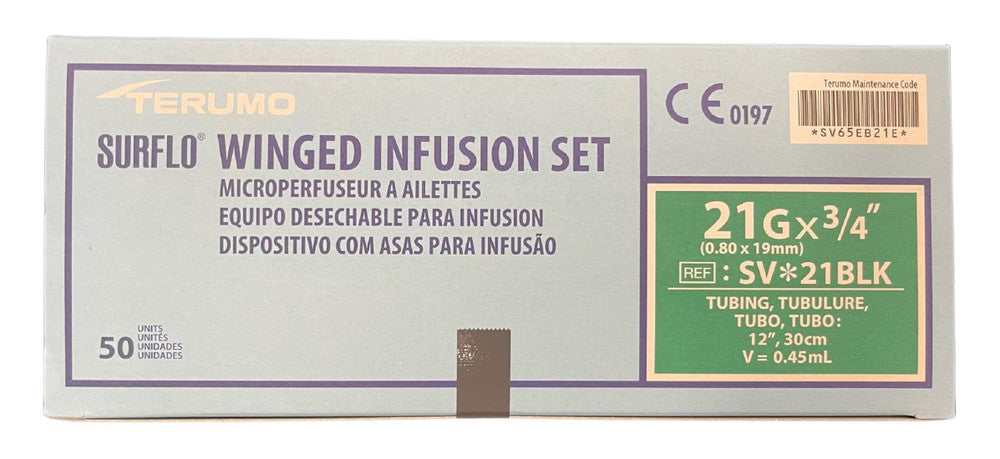 Terumo Surflo Winged Infusion Sets Butterfly Scalp Vein 19G 21G