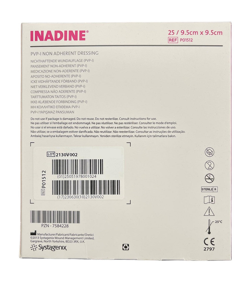 Inadine Pvp I Dressing 9.5Cmx9.5Cm Non Adhesive P01512