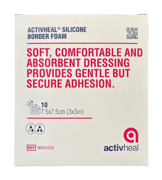 ActivHeal Silicone Foam With Border / Without Border, Box of 10 - All Sizes
