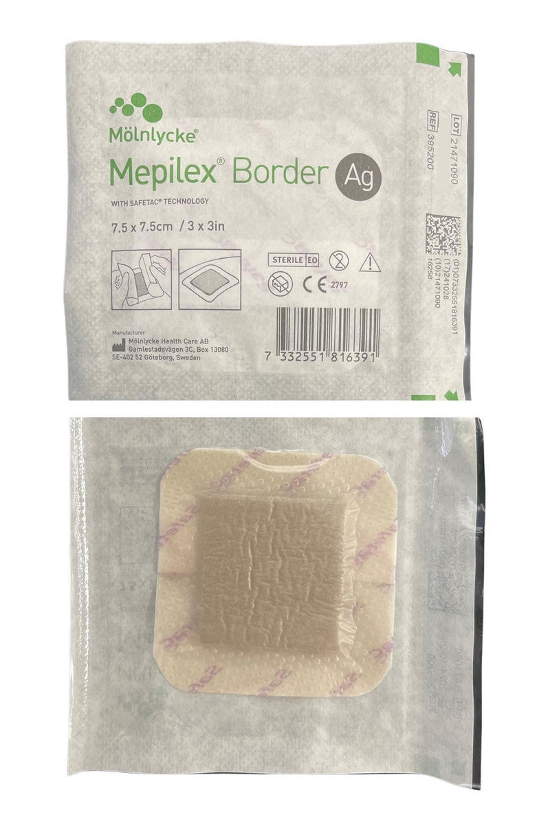 Molnlycke Mepilex Border Ag 7.5Cmx7.5Cm 395200 Box of 5