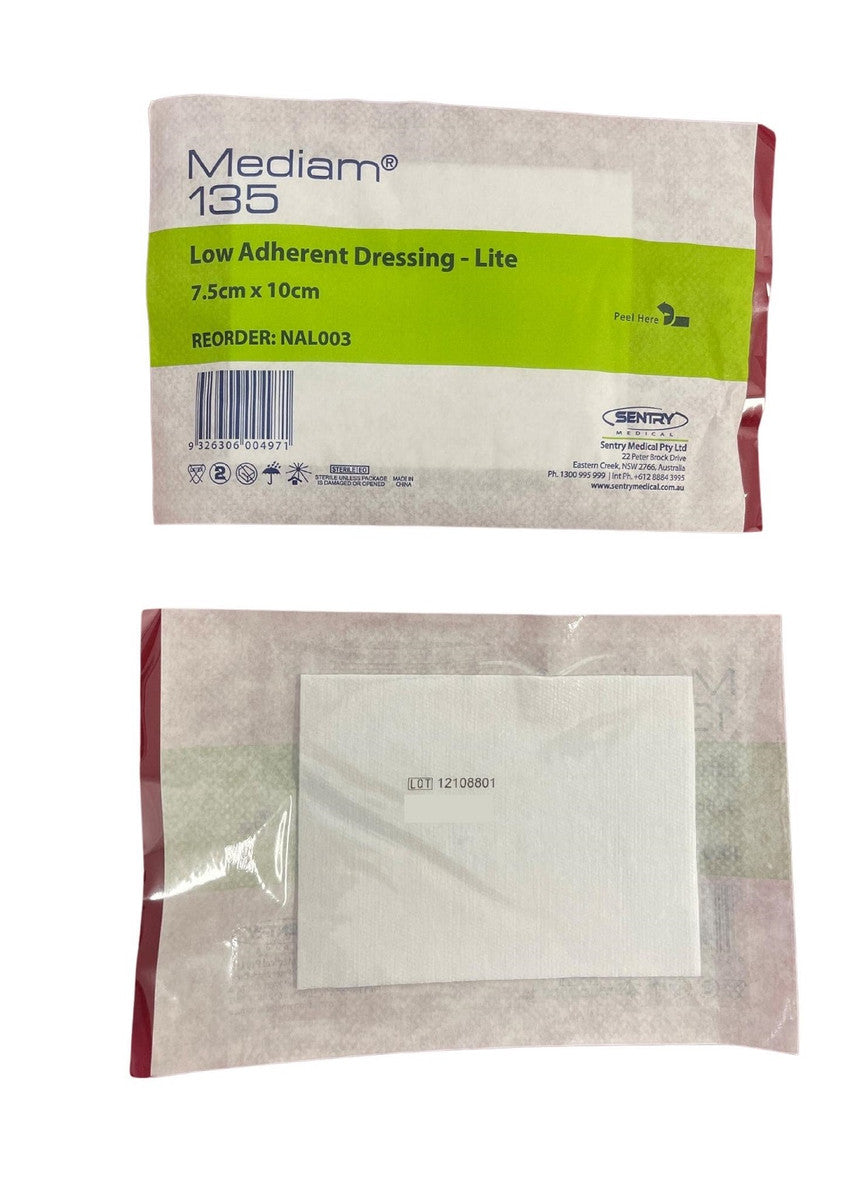 Mediam 135 Lite Non Adherent Dressing 7.5cmx10cm NAL003 100 pieces