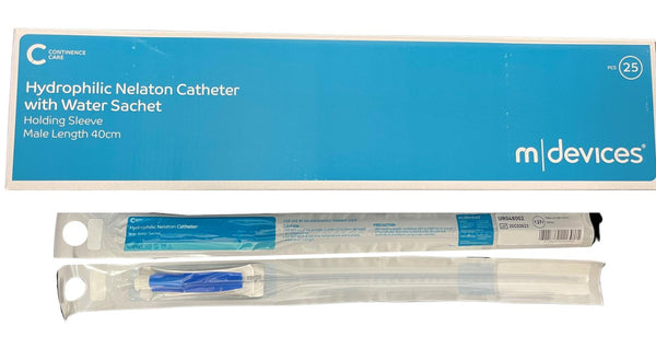 MDevices Hydrophilic Coated Nelaton Catheter with Water Sachet, Sterile - All Sizes