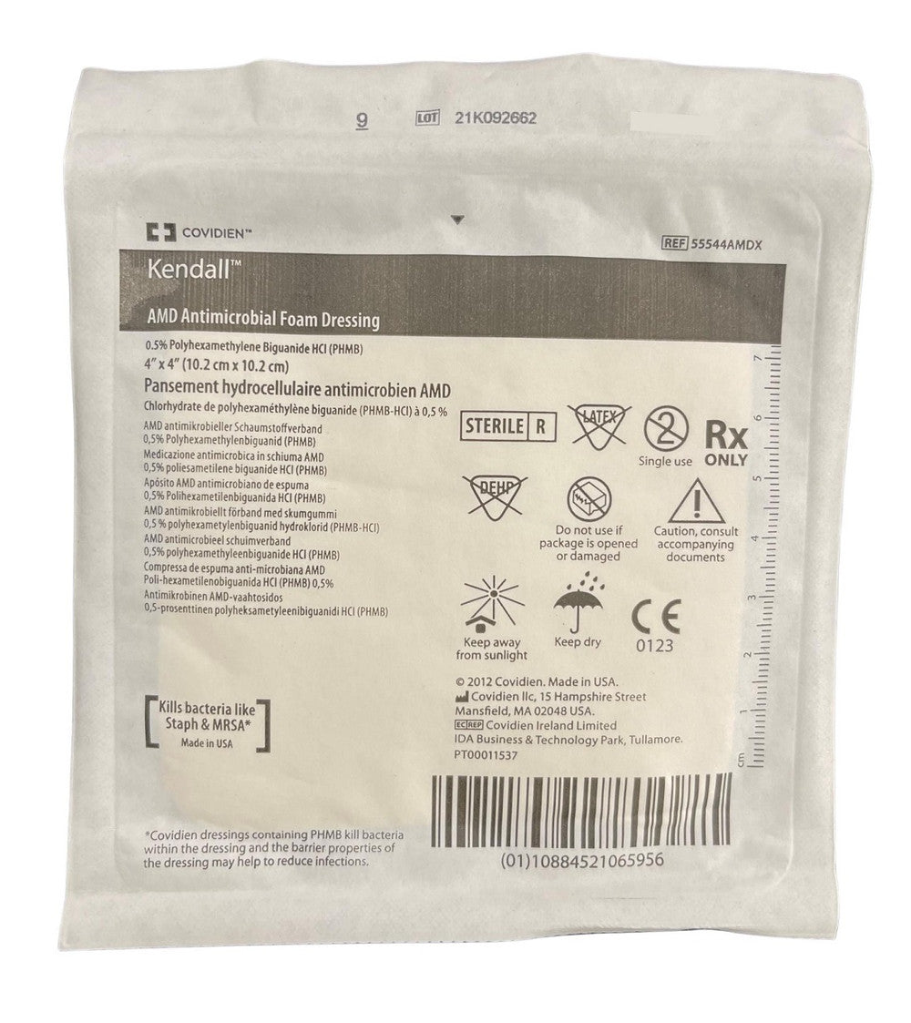 Covidien Kendall AMD Antimicrobial Foam Dressing 10.2cm x 10.2cm (55544AMDX)