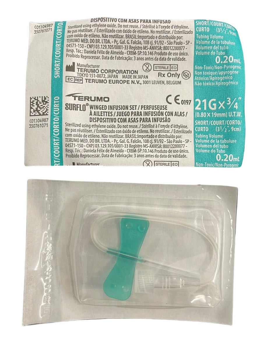 Terumo Surflo Winged Infusion Sets Butterfly Scalp Vein 19G 21G