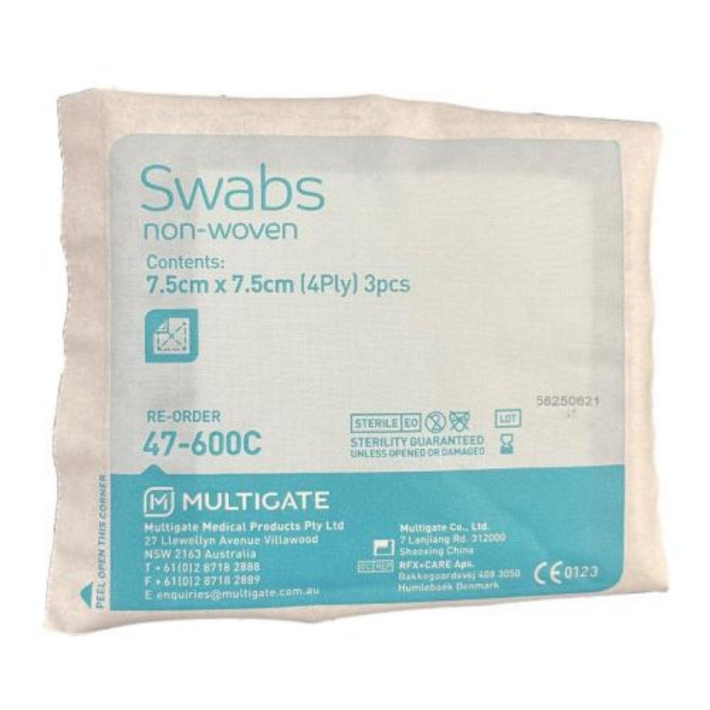 Multigate Gauze Non Woven Swab 4Ply 7.5 x 7.5cm Sterile