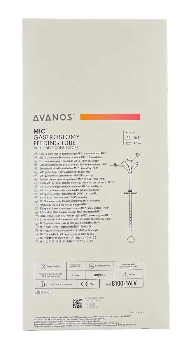 Avanos MIC Balloon Gastrostomy Feeding Tube With Enfit Connectors Gamma
