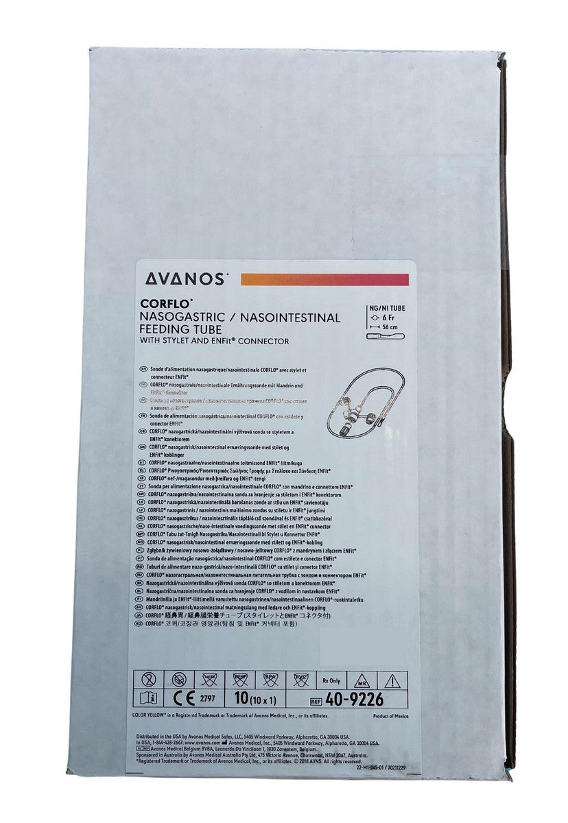 Avanos Corflo Nasogastric/Nasointestinal Feeding Tube Anti Clog With Enfit Connector