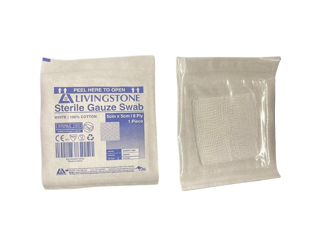 Sterile Gauze Swabs 5 x 5 cm x 8 ply