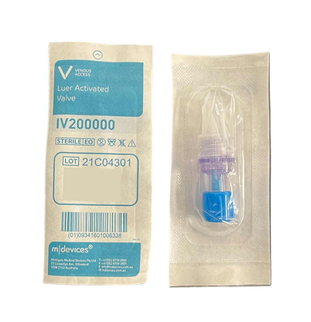 MDevices Luer Activated Valve Blue Sterile Box/50pcs