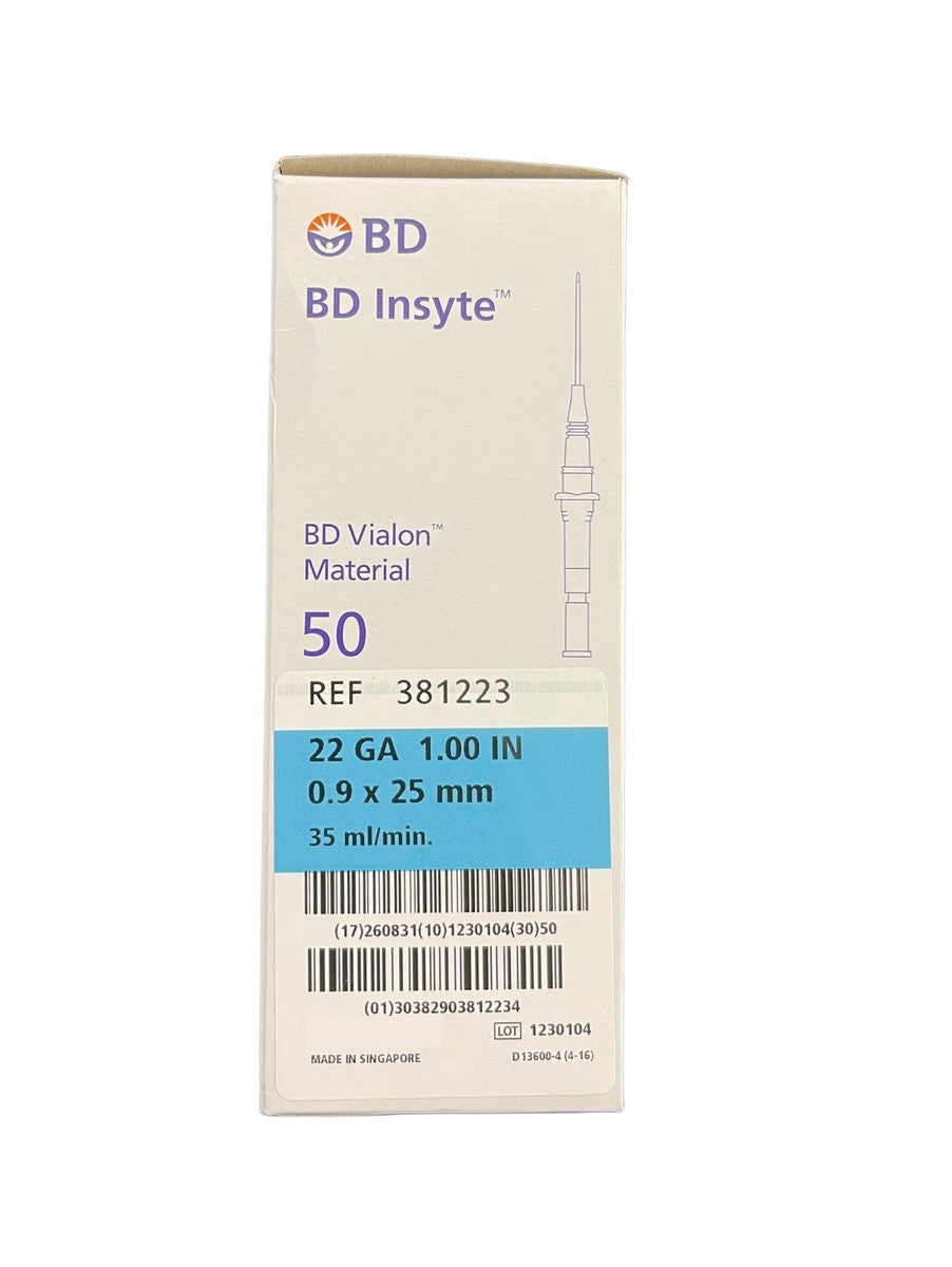 BD Insyte IV Cannula with BD Vialon Biomaterial 22G x