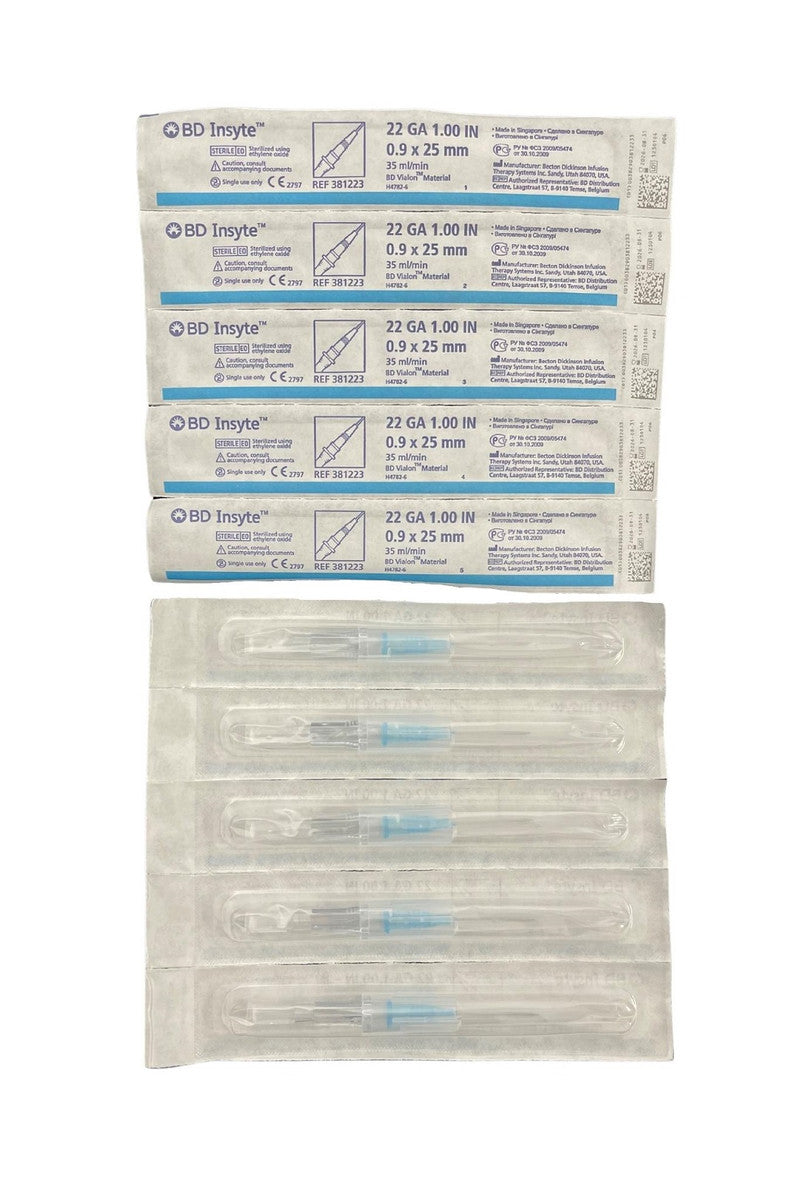 BD Insyte IV Cannula with BD Vialon Biomaterial 22G x