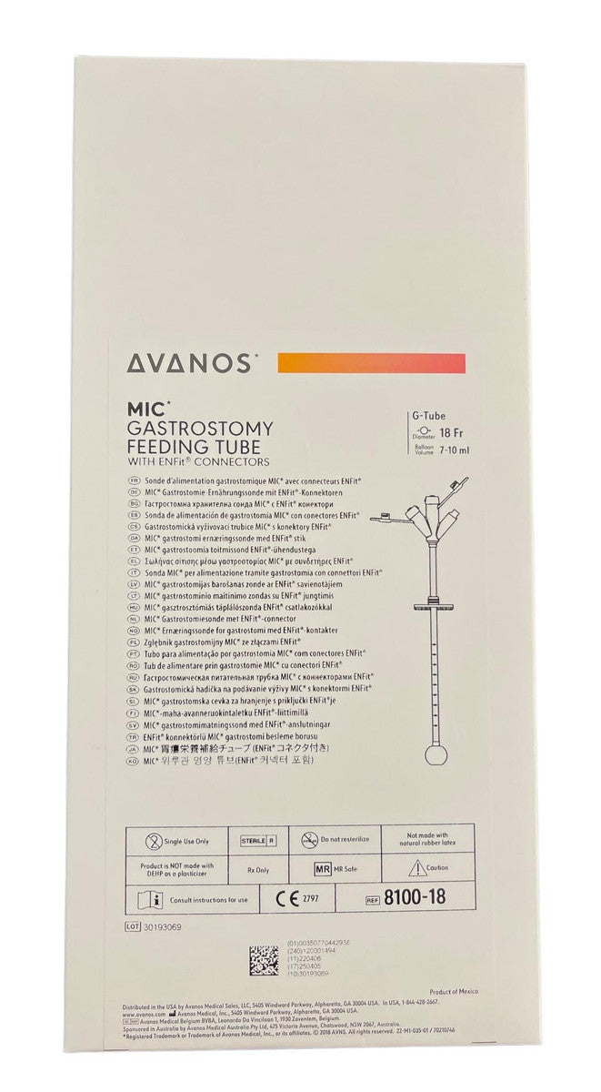 Avanos Standard MIC Gastrostomy Feeding Tube Range Enfit Connector All