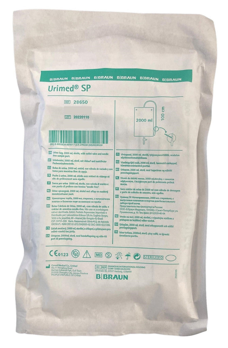 B. Braun Urimed Sp Overnight Bag 2000ml Urine 100cm Tubing