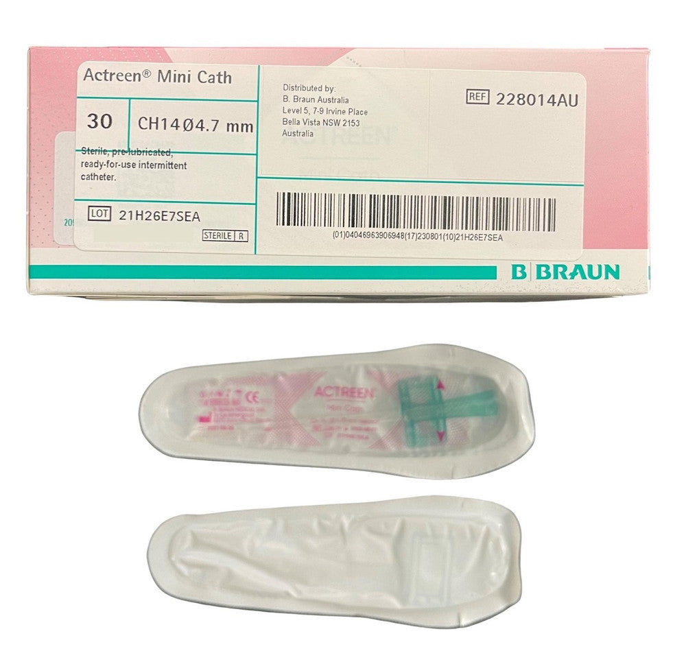 B. Braun Actreen Mini Catheter 14CH Female 9cm 228014AU Box