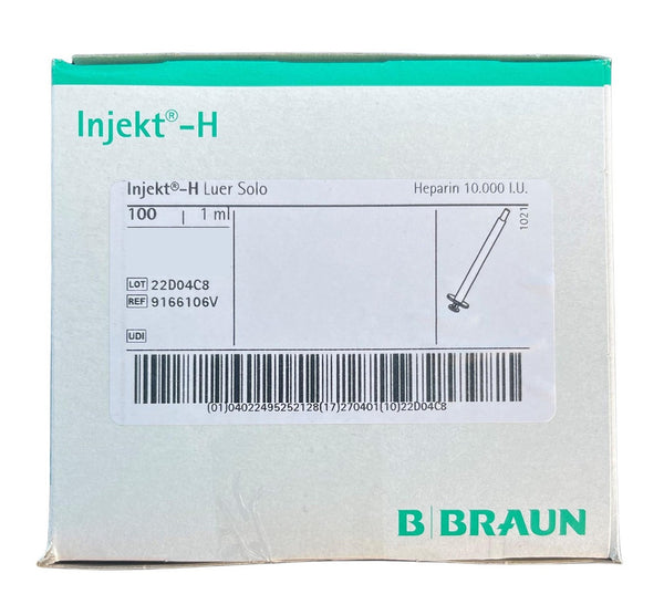 B. Braun Injekt -H Luer Solo 1ml Low Dead Space Syringe - Box of 100