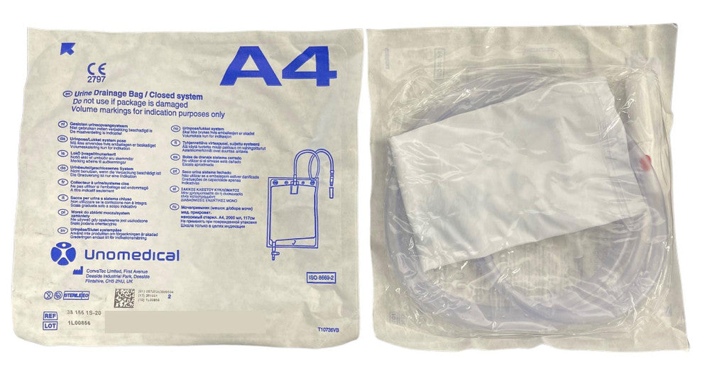 ConvaTec A4 Drain Bag Closed System 2000Ml Sterile 117Cm Tube