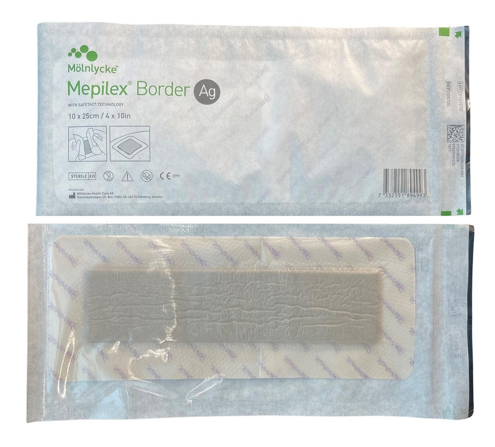 Molnlycke Mepilex Border Ag Adhesive Dressing All Sizes